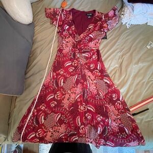 Jessica Howard Red and Pink Floral Midi Dress